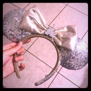 Castle Silver with Gold Bow Mickey Ears!